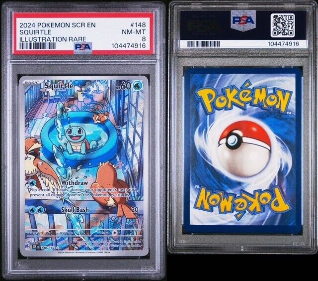 2024 Pokemon SCR EN Squirtle Illustration Rare PSA 8