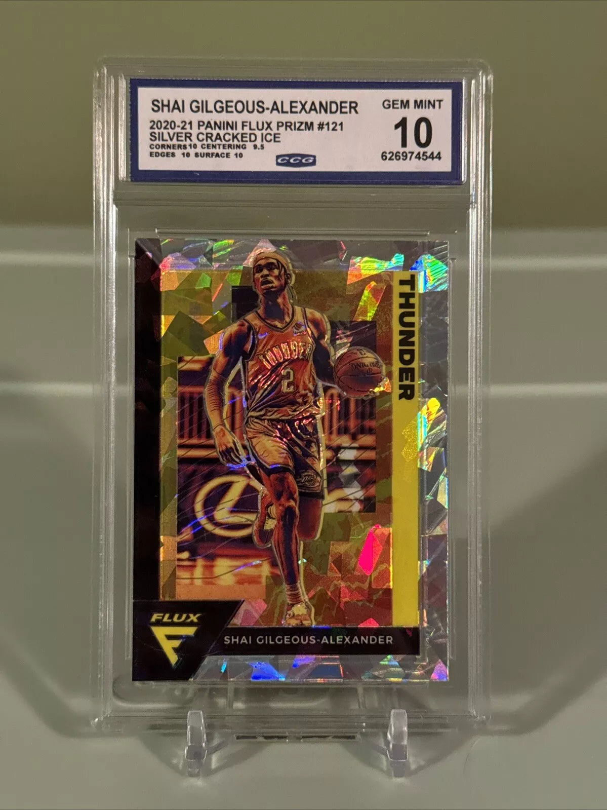 2020-21 Panini Flux - Cracked Ice Prizm #121 Shai Gilgeous-Alexander Graded 10