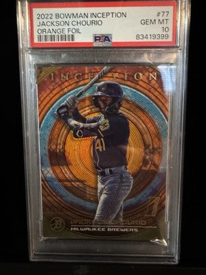 2022 Bowman Inception Jackson Chourio Orange Foil #77 PSA 10 25/25