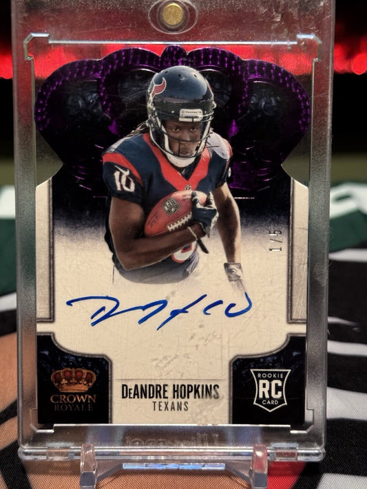 2013 Panini Crown Royale Purple Die Cut Deandre Hopkins RC On Card Auto 1/5