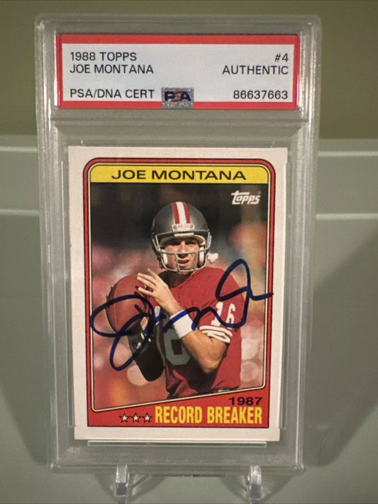 1988 Topps - #4 Joe Montana On Card Auto