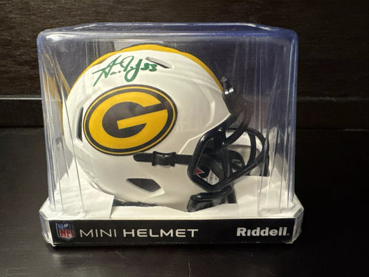 Aaron Jones Autographed Green Bay Packers Lunar Mini Helmet Beckett WT35413