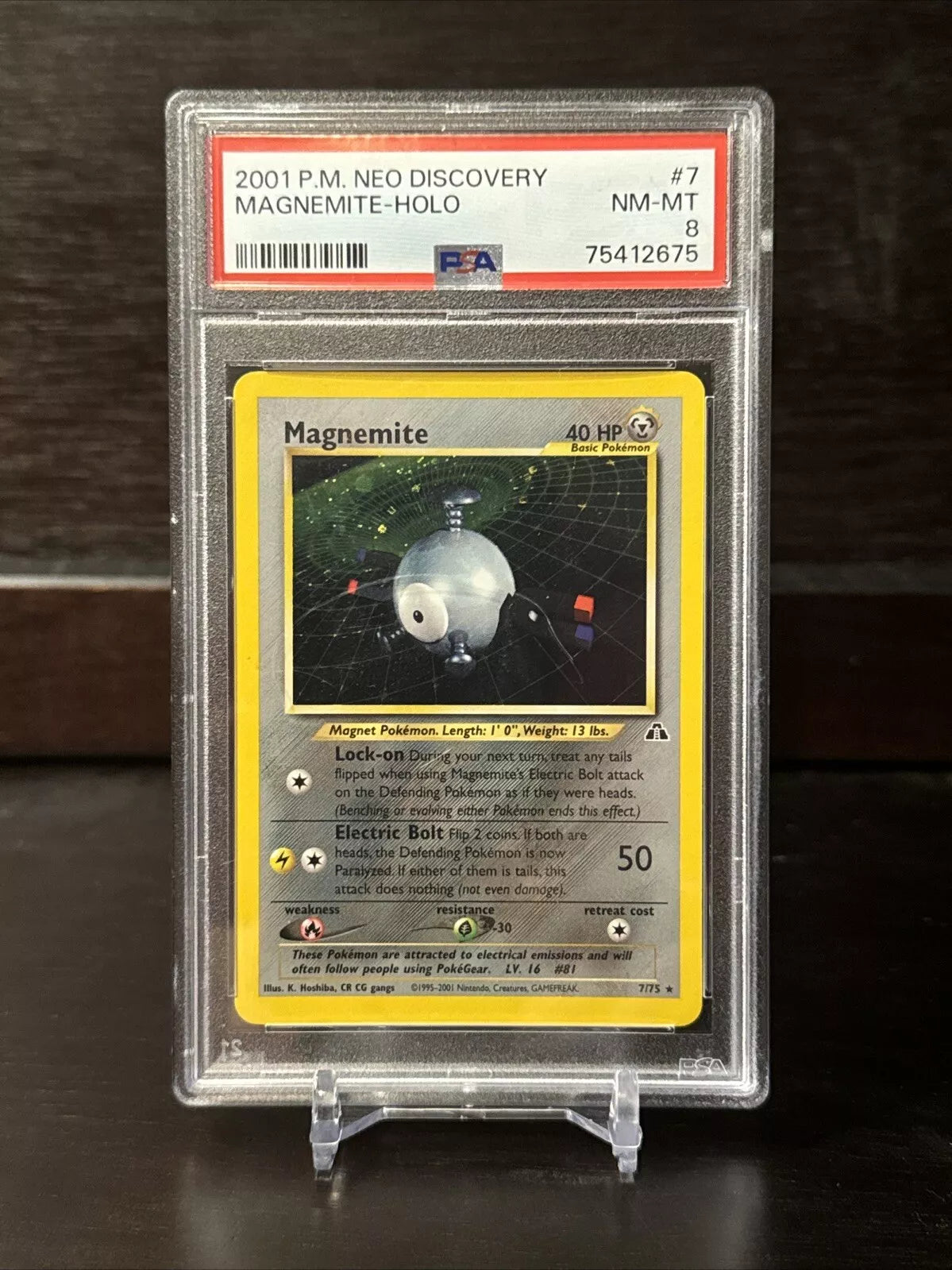 2001 Pokémon PSA 8 Neo Discovery Magnemite Holo #7 WOTC