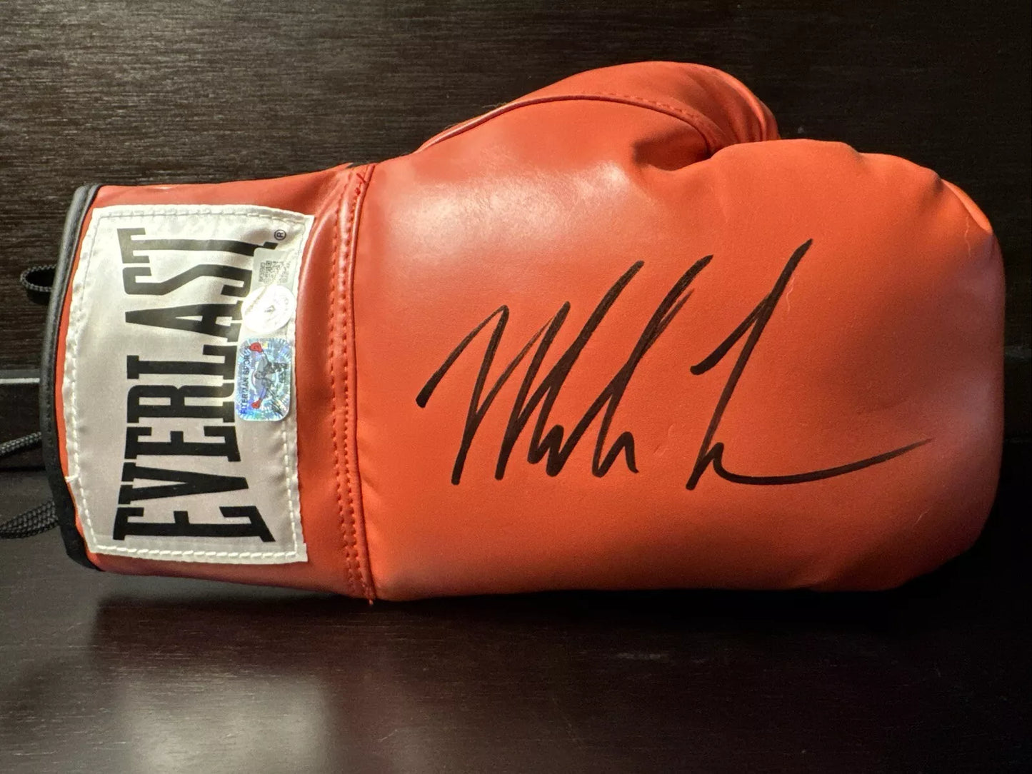 Mike Tyson Signed Everlast Red Boxing Glove Black Auto Beckett BAS & Tyson Holo